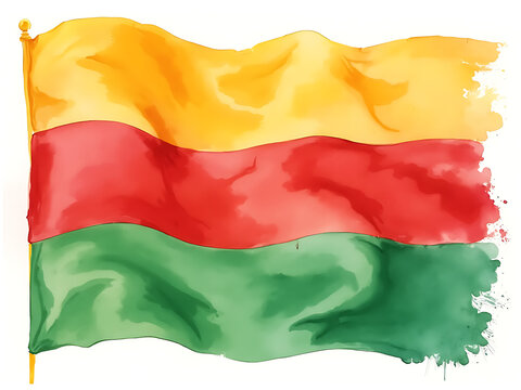 flag of Benin with watercolor. water color flag. watercolor painting	