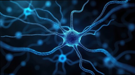 Detailed Close-Up of Neurons Showing Neural Connections and Activity