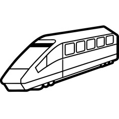 Simple Black Line Drawing of Contemporary Train with Smooth Roofline