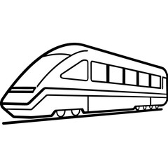 Simple Black Line Drawing of Contemporary Train with Smooth Roofline