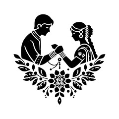 Raksha Bandhan SVG silhouette showing sister tying rakhi on brother’s hand celebrating Indian festival with emotional sibling bonding moment