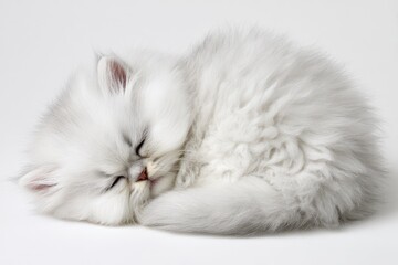 Sleeping Fluffy White Persian Kitten