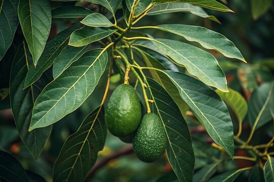 green walnuts on tree