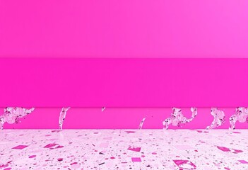 Hot pink Barbiecore backdrop with pink banner & terrazzo texture, surface, phone