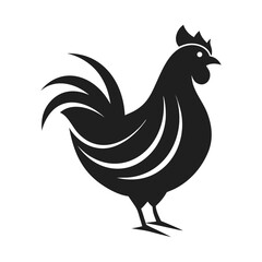 Rooster Silhouette Black and White Illustration