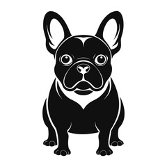 French Bulldog Sitting Black and White Illustration