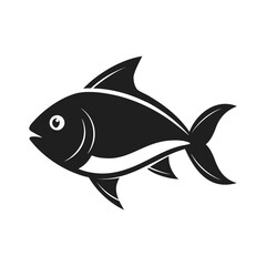 Black and White Fish Icon Illustration