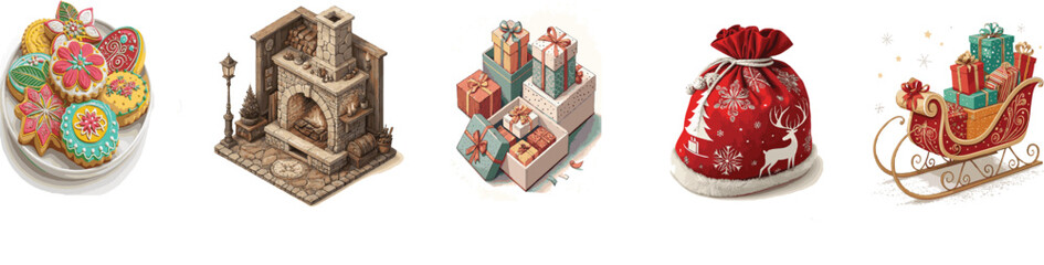 Obraz premium Christmas item set