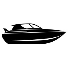 SpeedBoat vector clean black silhouette design white background