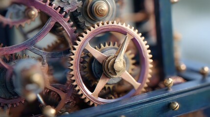 Close-up of intricate clock gears