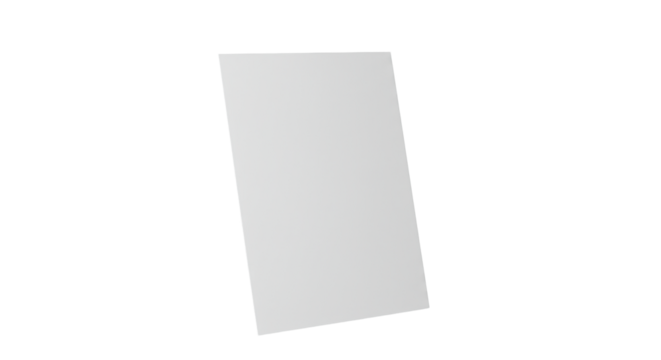 A pristine, uncreased, blank white sheet of paper gently leaning on a seamless matte white background with a subtle cast shadow, creating depth, concept of new beginnings and potential