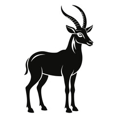 Fototapeta premium Addax vector clean black silhouette design white background