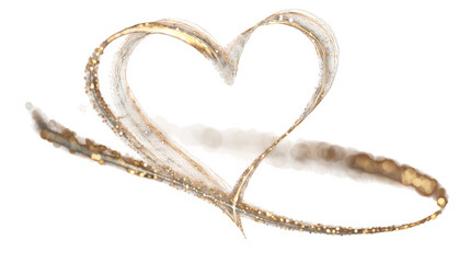 Golden heart swirl, isolated on transparent background