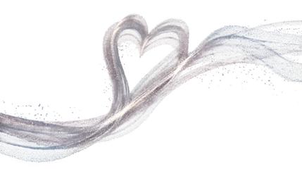 Glittering heart wave, isolated on transparent background