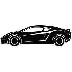 Fototapeta premium Sleek black modern sports car profile vector
