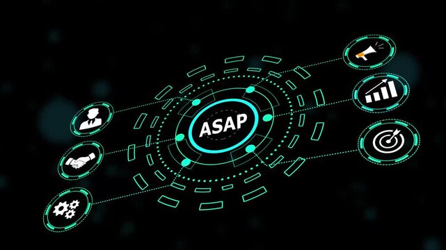 ASAP Efficient Processes and Quick Action,As Soon As Possible: Business Operations Concept,Rapid Execution and Project Management Network,Digital Workflow: ASAP Implementation.