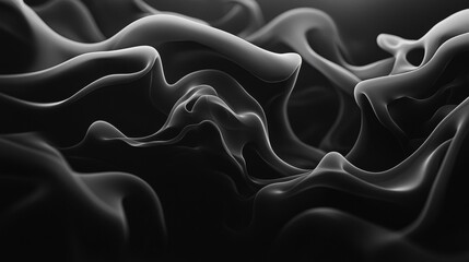 Obraz premium Abstract Waves of Black Ink in Flowing Motion, Representing Artistic Fluidity and Traditional Techniques