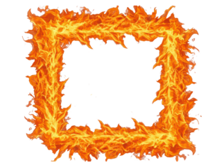 Square Fire Frame with Bright Orange Flames
