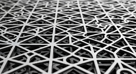 Geometric metal lattice with intricate interwoven lines and a modern industrial aesthetic