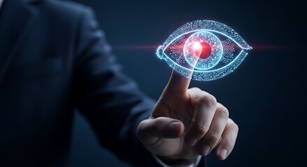 Digital eye technology interface human hand touching