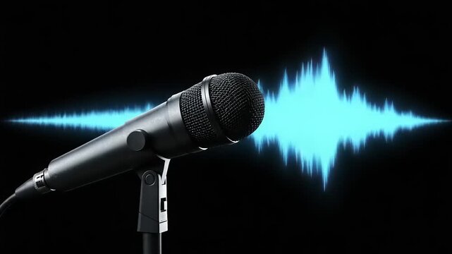 Dynamic microphones with audio waves visualizer in a seamless loop animation