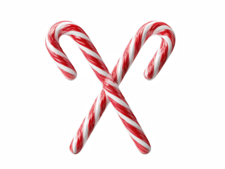 Two festive candy canes crisscrossed, evoking holiday cheer and sweet treats, perfect for seasonal designs on transparent background silhouette