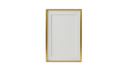 Pristine, polished gold geometric frame with clean lines, subtle metallic sheen, isolated against a transparent minimalist background with ample negative space concept of premium luxury and precision