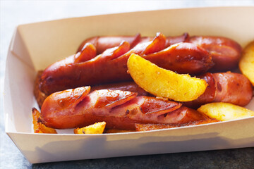 food truck sausage and chips
