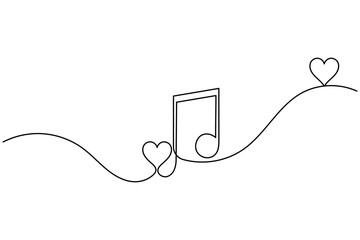 Obraz premium Musical note icon continuous one line drawing minimalist melody audio outline vector illustration