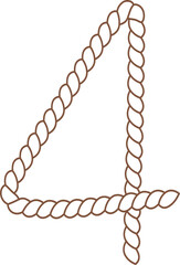 4 Number Brown Rope Line Texas Cowboy Alphabet Line