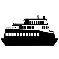 Fototapeta premium Ferry vector clean black silhouette design white background