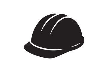 Fototapeta premium Construction helmet safety silhouette vector art illustration on white background