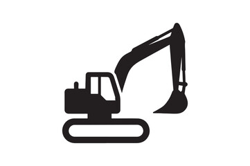 Excavator digging arm silhouette vector art illustration on white background