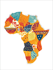 Africa patterned map. Banner with tribal traditional grunge pattern,