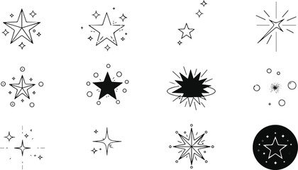 Collection of stylized star graphic designs