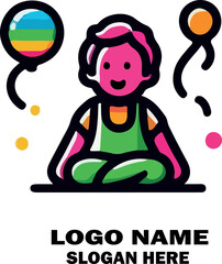 Kids logo icon vector white background .