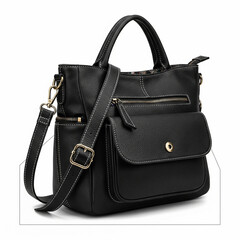 Naklejka premium black leather handbag isolated