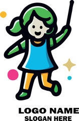 Kids logo icon vector white background .