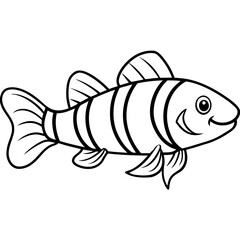 Clown Loach line art vector