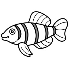 Clown Loach line art vector