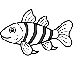 Clown Loach line art vector