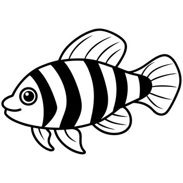 striped fish cartoon style clip art preview