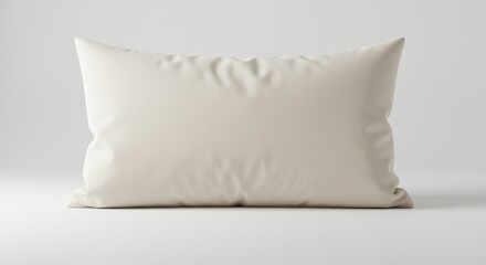 Isolated rectangular pillow with soft fabric and gentle folds on a white seamless background perfect for mockups or design integration