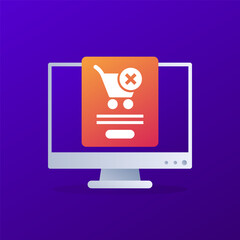 Cart abandonment icon, shopping and sales vector