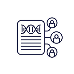 collect genetic data line icon with people and dna