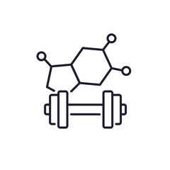 Endorphins and exercise line icon on white
