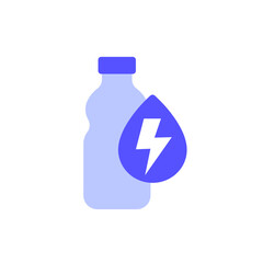 Electrolyte drink icon with a bottle, flat design