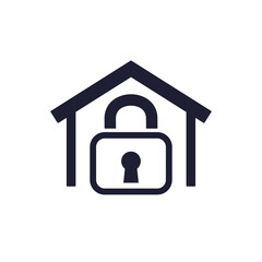 safe house icon with a lock on white