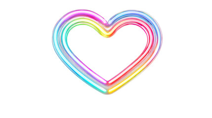 Rainbow heart outline, isolated on transparent background
