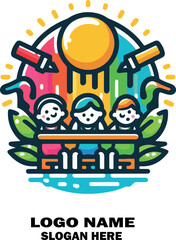 Kids logo icon vector white background .